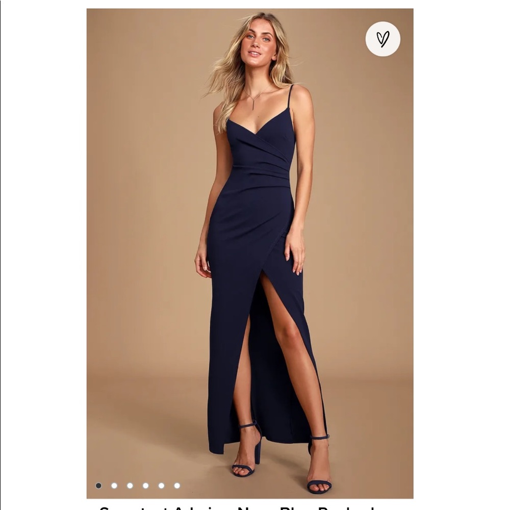 Sweetest Admirer Ruched Surplice Maxi Navy